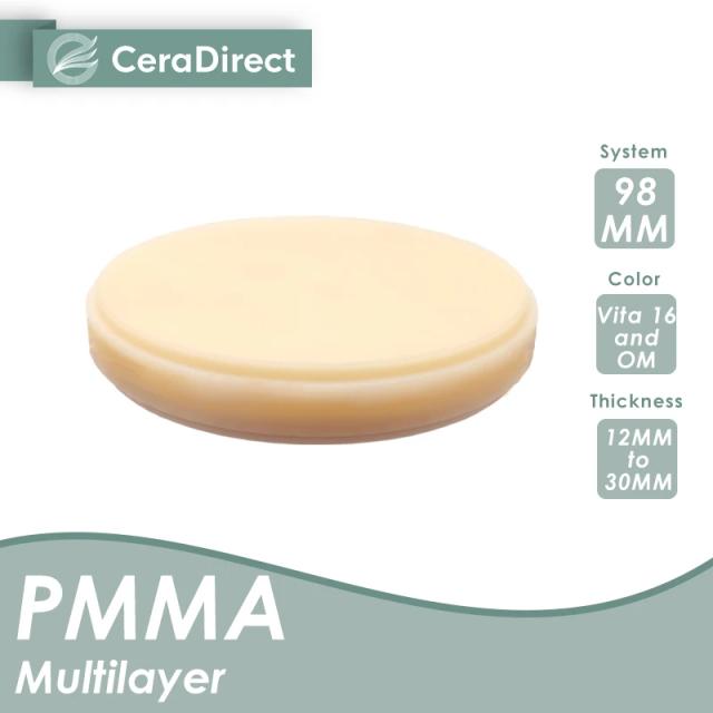 Ceradirect Multilayer PMMA Block—Open System (98mm) 14mm——for dental lab CAD/CAM on Productcaster.