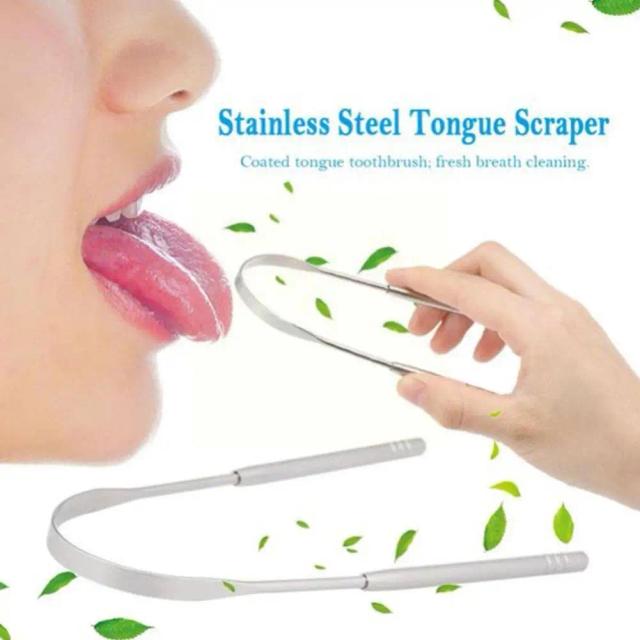 Tongue Scraper Cleaner Fresh Breath Cleaning Coated Stainless Quality Tools Tongue Care Hygiene Toothbrush Steel High E0A3 on Productcaster.