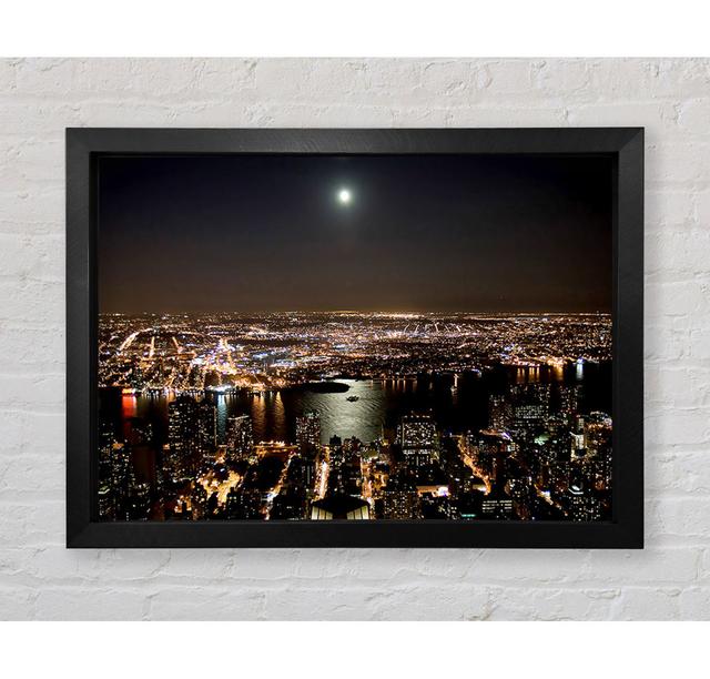 City Harbour Moonlight - Single Picture Frame Art Prints Ebern Designs Size: 59cm H x 84.1cm W x 3.4cm D on Productcaster.