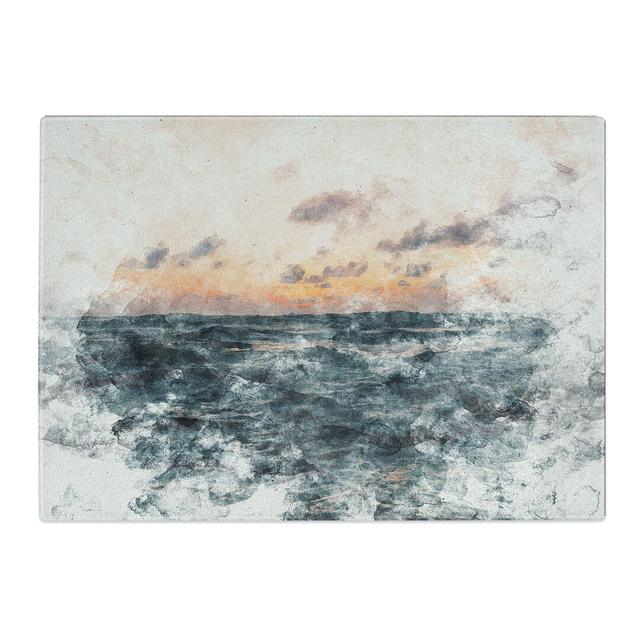 Tempered Glass Ocean Beneath a Peach Sky Chopping Board East Urban Home Size: 28.5 cm x 39 cm on Productcaster.