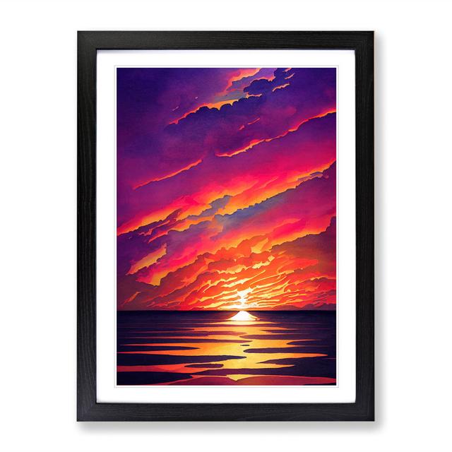 Beauteous Ocean Sunset House of Hampton Frame Colour: Black Framed, Size: 64cm H x 46cm W x 2cm D on Productcaster.