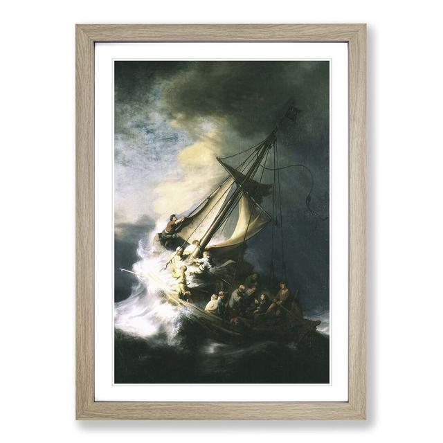 'The Storm of the Sea of Galilee' by Rembrandt Framed Painting Print East Urban Home Frame Colour: Oak on Productcaster.