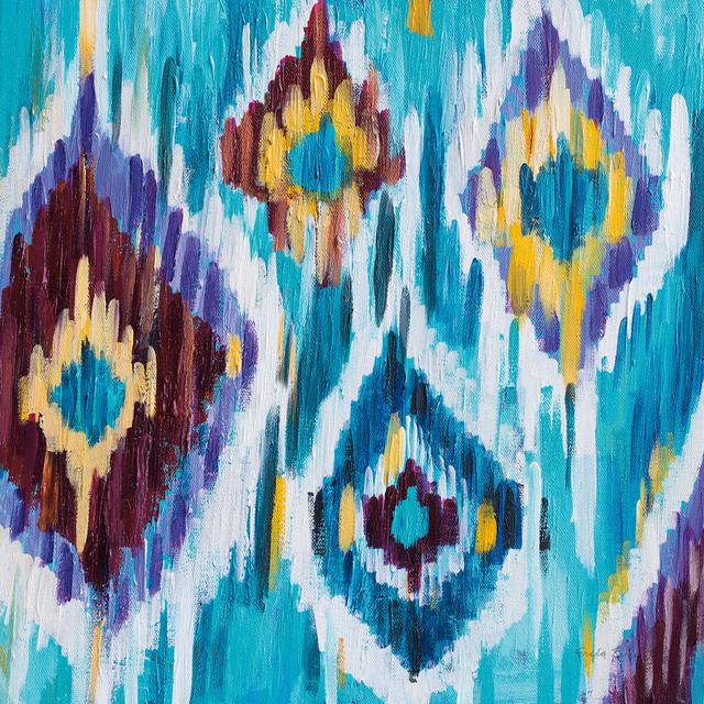 Ikat Jewel III by Farida Zaman - Wrapped Canvas Painting World Menagerie Size: 50.8cm H x 50.8cm W x 3.8cm D on Productcaster.