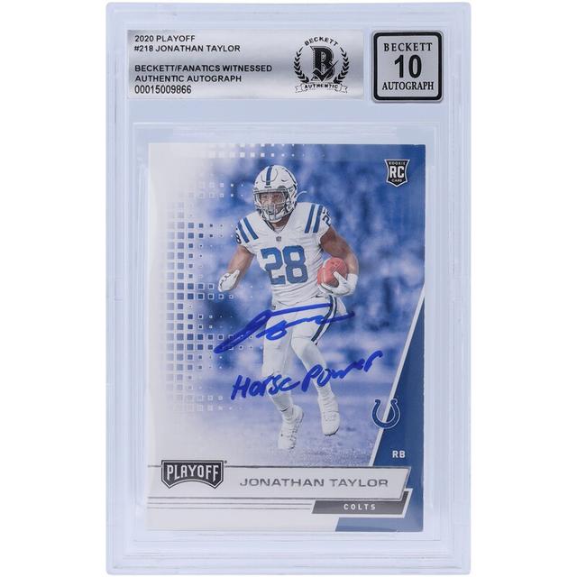 Jonathan Taylor Indianapolis Colts Autographed 2020 Panini Playoff #218 Beckett Fanatics Witnessed Authenticated 10 Rookie Card with "Horse on Productcaster.