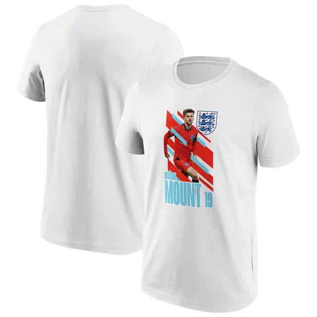Inghilterra FA Mount No 19 T-shirt grafica con nome e numero - bianca - Adulti on Productcaster.