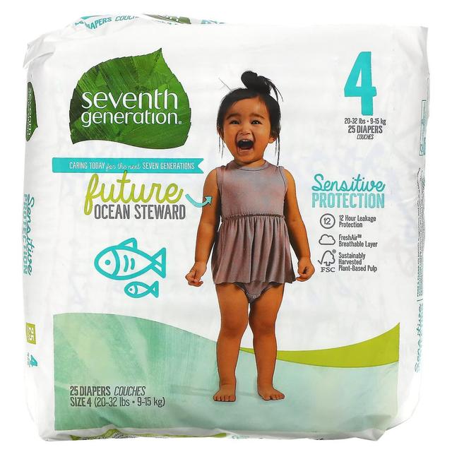 Seventh Generation, Sensitive Protection Diapers, Size 4, 20- 32 lbs, 25 Diapers on Productcaster.