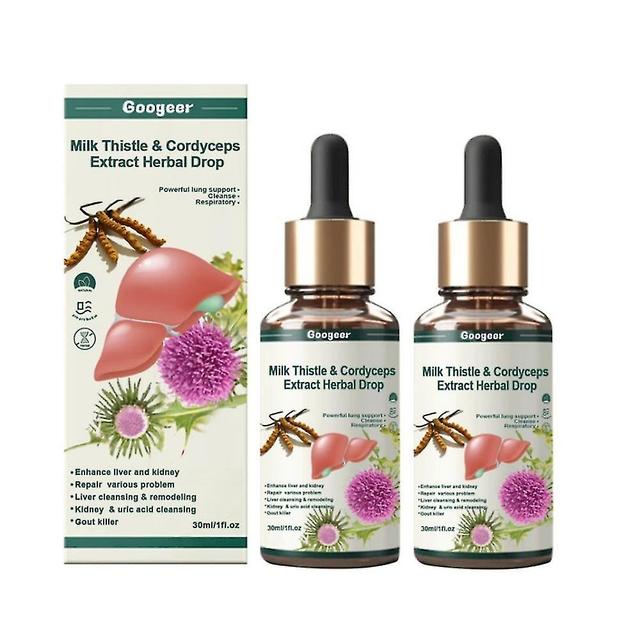 2pcs Milk Thistle & Cordyceps Liquid Drops, Liver Support For Liver And Kidney Cleanse Detox & Repair, Herbal Extract on Productcaster.