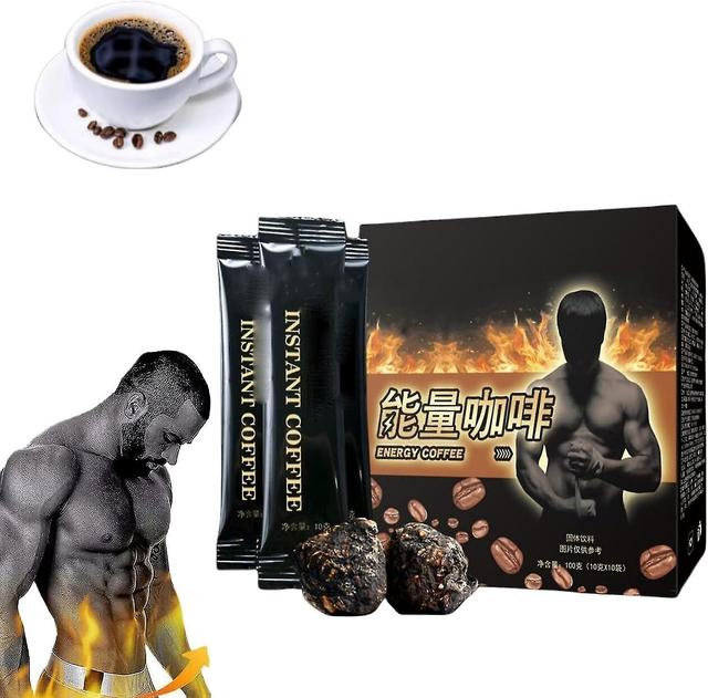 Black Maca Men's Energy Coffee, Instant Maca Coffee Powder, Men's Maca Coffee, Natural Energy Supplement, Increase Energy & Strength 1 Box - 10pcs on Productcaster.