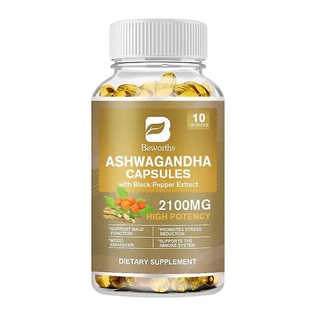 Visgaler B Organic Ashwagandha Capsules Stress Relief & Mood Enhancer & Immune & Thyroid Support Male Functional Health Support 10pcs on Productcaster.