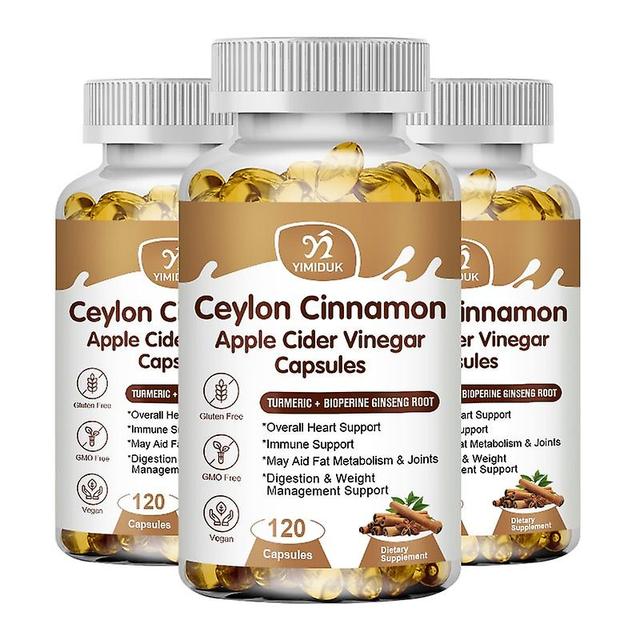 Eccpp Cinnamon Capsules With Apple Cider Vinegar, Turmeric And Panax Ginseng Capsules Joints, Inflammatory, Antioxidant 3 Bottles 60 pcs on Productcaster.