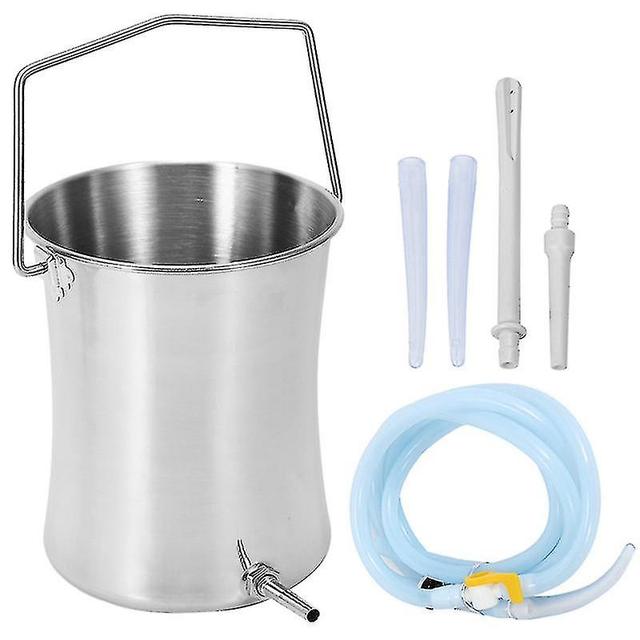 2l Health Stainless Steel Enema Bucket Suitable For Colon Cleansing Reusable Constipation Cleaning -ys on Productcaster.