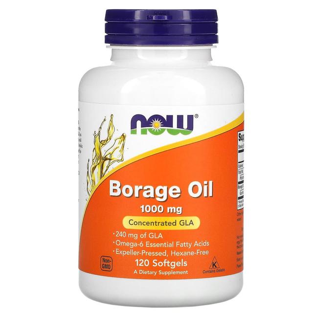 NOW Foods, Borage Oil, Concentration GLA , 1,000 mg, 120 Softgels on Productcaster.