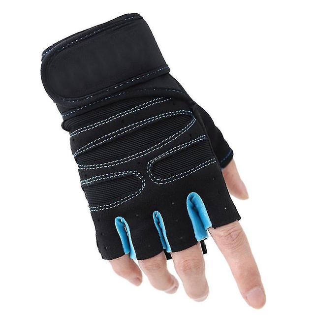 Skbcv Barbell Weightlifting Gloves Increased Resistance Shock Absorption Sports Gloves Thin Soft Breathable Gloves Light Blue Black M on Productcaster.