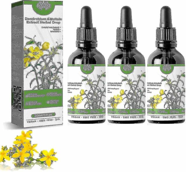 3x Dendrobium Mullein Extract Powerful Lung Respiratory Cleanse Drops 30ml on Productcaster.
