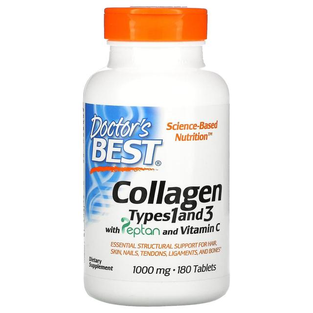 Doctor's Best, Collagen Types 1 and 3 with Peptan and Vitamin C, 1,000 mg, 180 Tablets on Productcaster.