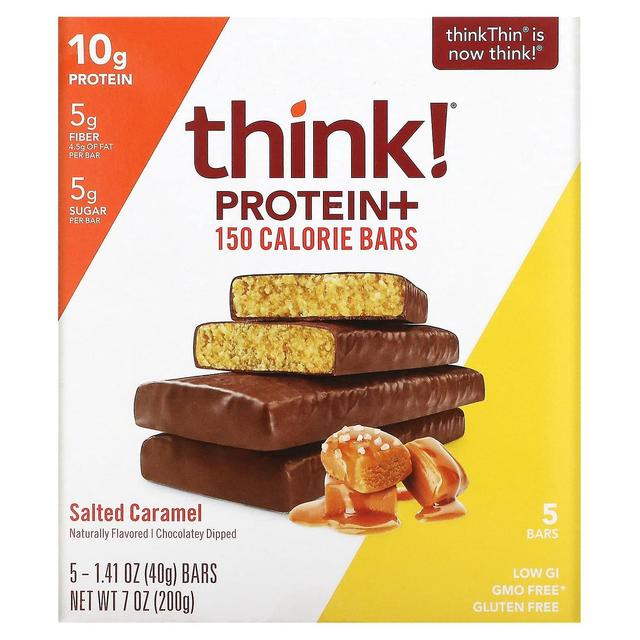 Think! Think !, Protein+ 150 Calorie Bars, Salted Caramel, 5 Bars, 1.41 oz (40 g) Each on Productcaster.