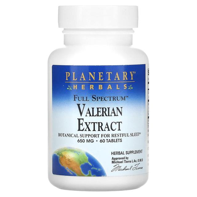Planetary Herbals Erboristeria planetaria, estratto di valeriana a spettro completo, 650 mg, 60 compresse on Productcaster.