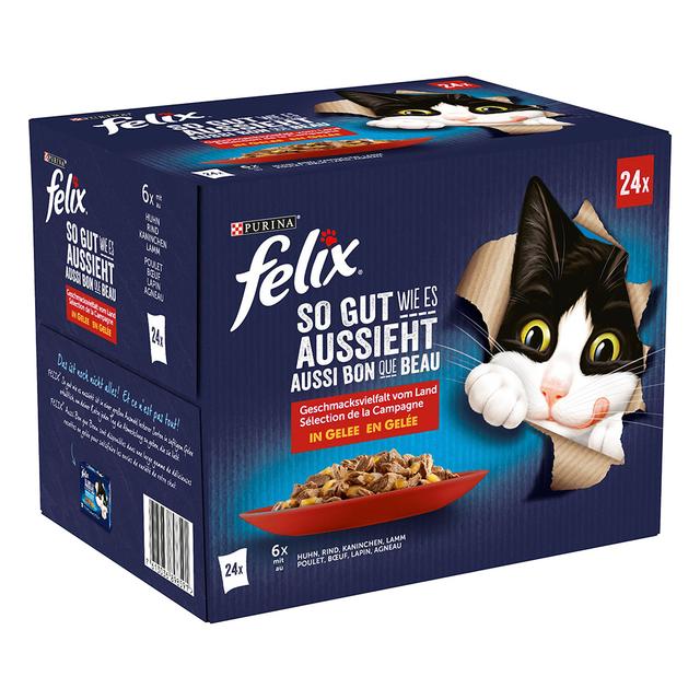 Pakiet Felix Fantastic w galarecie, So gut wie es aussieht, 48 x 85 g - Mięsne smaki on Productcaster.