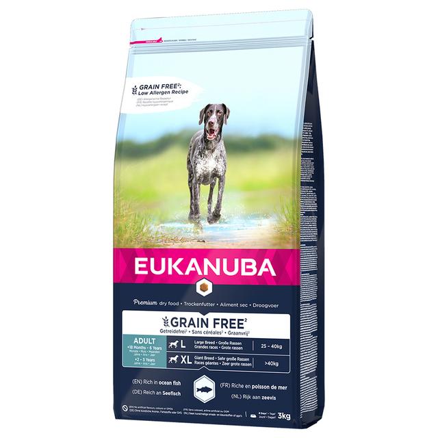 10% taniej! Eukanuba Grain Free, 3 kg - Adult Large Breed, z łososiem on Productcaster.