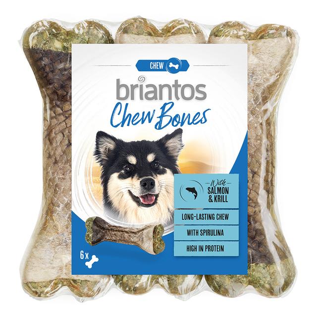 Briantos Chew Bones dla psa, łosoś i kryl - 6 x 12cm (330 g) on Productcaster.