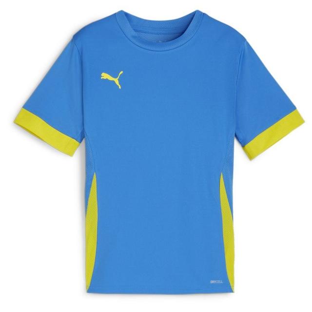 PUMA Training T-shirt Teamgoal - Electric Blue Lemonade/yellow Kids, size 116 cm on Productcaster.