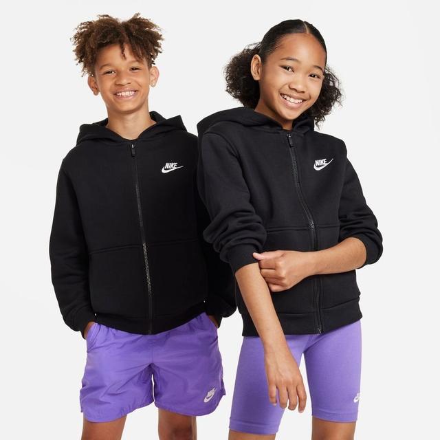Nike Hoodie Nsw Club Fleece Full Zip - Black/white Kids, size S: 128-137 cm on Productcaster.