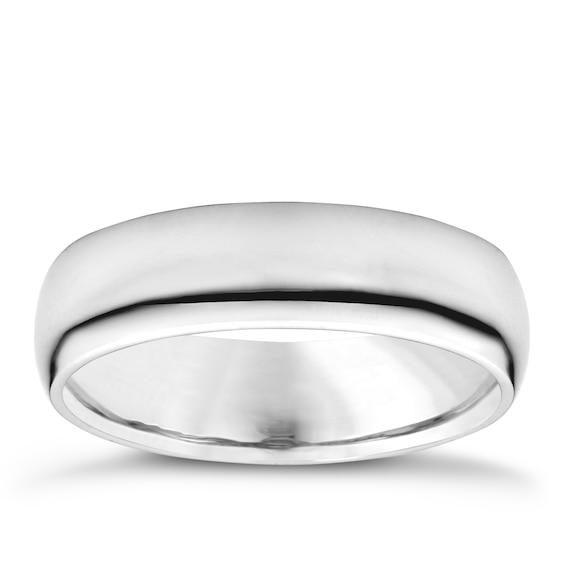 18ct White Gold 5mm Super Heavyweight Court Ring on Productcaster.