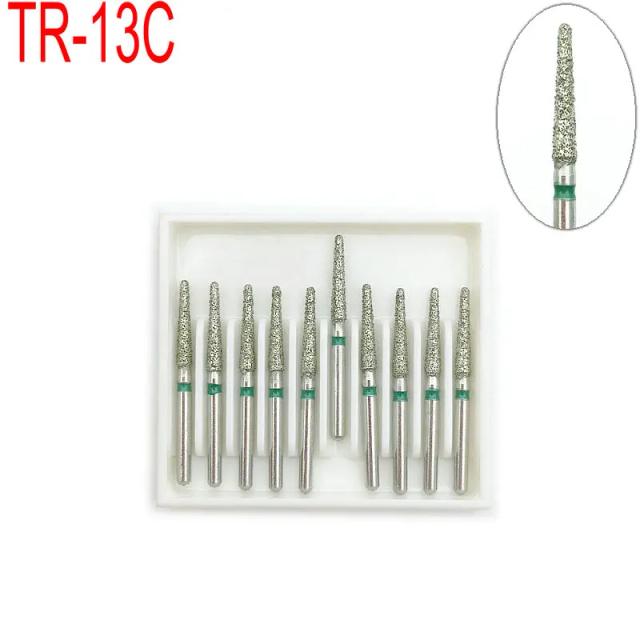 10pcs Dental Diamond Burs Drills High Speed Handpiece Polishing Whitening Tools for Dentist Dental Burs FG 1.6M TR-13C on Productcaster.