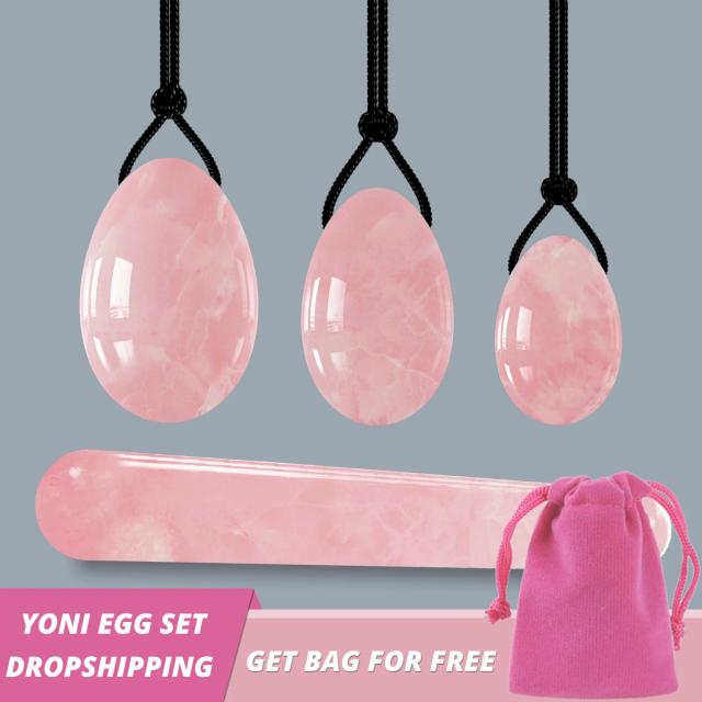 Rose Quartz Yoni Egg Jade Eggs Women Kegel Exerciser Jade Massager Vaginal Muscles Tightening Ball Crystal Kegel Eggs Yoni Wand on Productcaster.