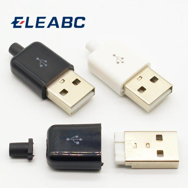 10pc/lot DIY USB 2.0 A Male Assembly Adapter Connector Plug Socket black white on Productcaster.