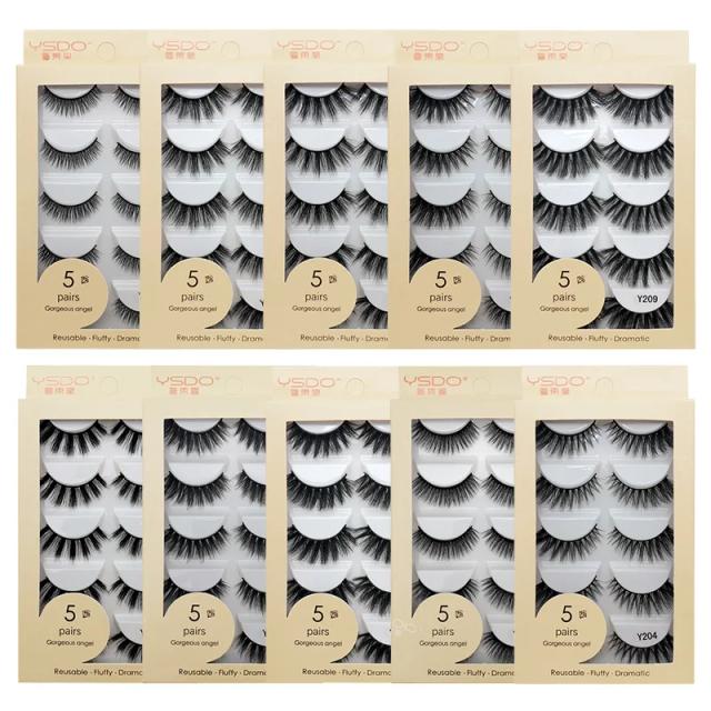 YSDO 5 pairs faux mink false eyelashes handmade fluffy 3d mink lashes natural long eyelash extension faux cils make up cilios on Productcaster.