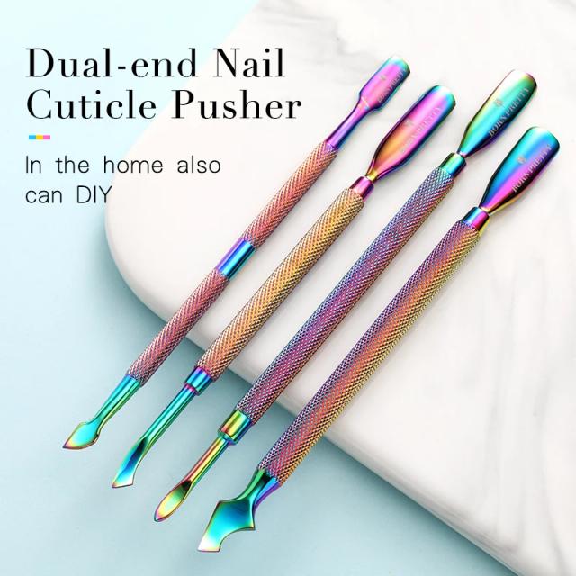 BORN PRETTY Nail Pusher Tweezer Stainless Steel Colorful UV Gel Polish Remove Nail Cuticle Clipper Nipper Pedicure Tool Manicure on Productcaster.