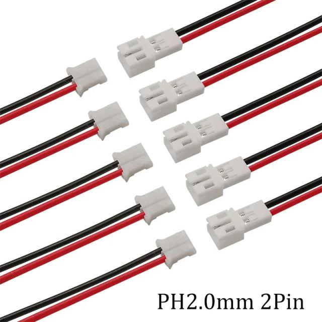 1/2/5Pair PH2.0 2Pin JST Wire Connectors Pitch 2.0mm JST 2P Micro Male Plug Female Jack DIY Electrical Cable Adapter 10/15/ 20CM on Productcaster.