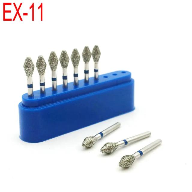 10pcs/set FG 1.6M Dental Diamond Burs Drill for Teeth Whitening Polishing High Speed Handpiece Dental Burs EX-11 on Productcaster.