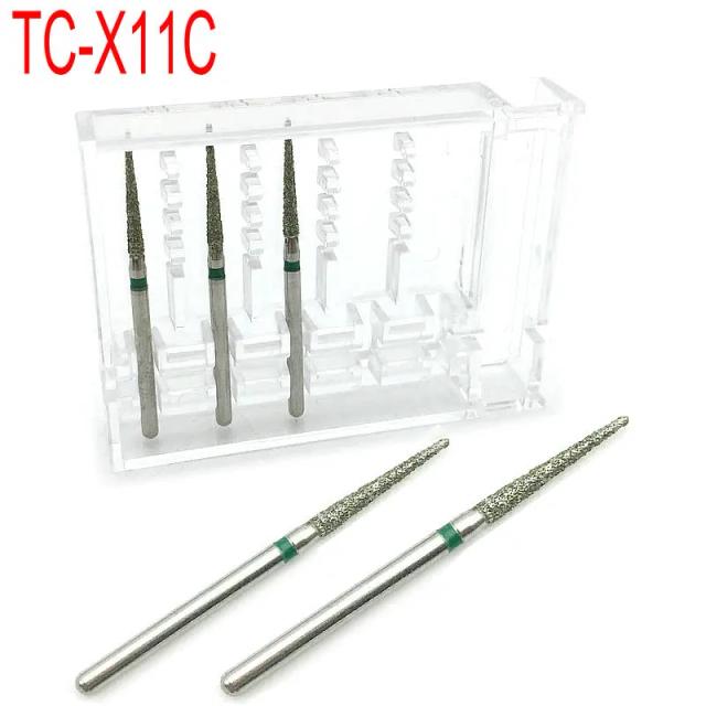 5pcs/pack Dental Diamond Burs Set High Speed Handpiece Polishing Smoothing Diamond Burs kit Dentistry Materials TC-X11C on Productcaster.