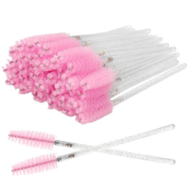 50 /100 pcs Disposable Crystal Eyelash Brush Comb Eye Lashes Extension Mascara Wands Makeup Brushes Professional Beauty Tools on Productcaster.