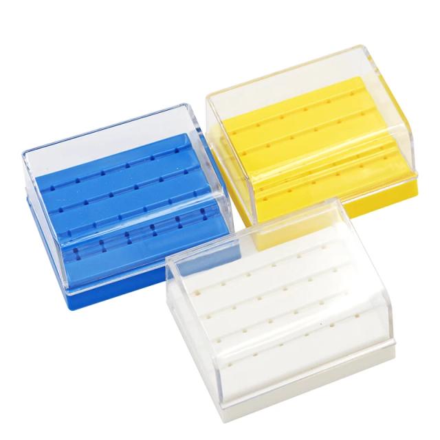 24 Holes Plastic Dental Bur Holder Disinfection Carbide Burs Block Drills Case Box Blue/White/Yellow for Dentist Lab Equipment on Productcaster.