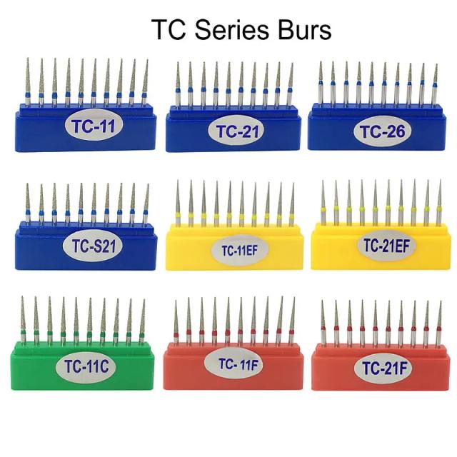 10pcs/Box Dental Diamond Burs Drill Dia-burs for High Speed Handpiece Polishing Tools TC-11F TC-11 on Productcaster.