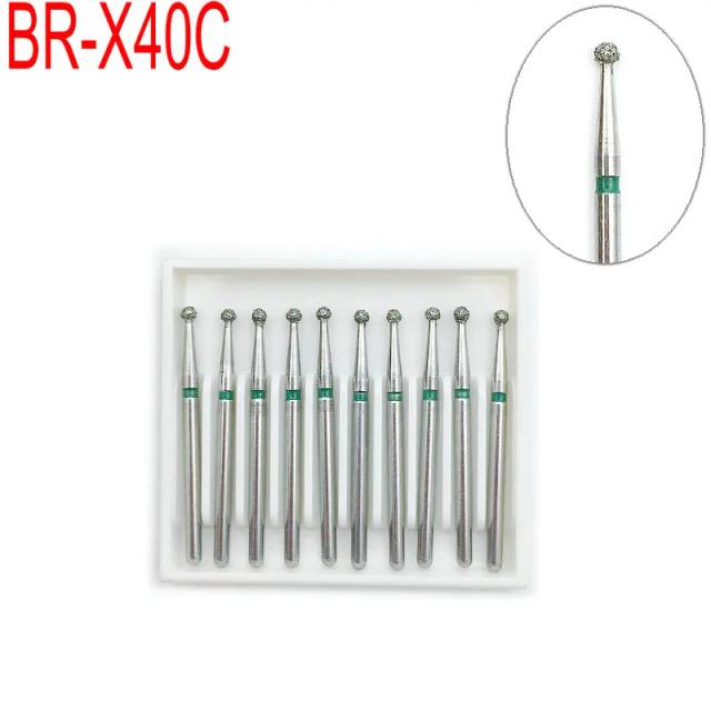 10pcs Diamond Burs Dental High Speed Drills Ball Round Type FG 1.6mm Teeth Polishing Product BR-X40C on Productcaster.