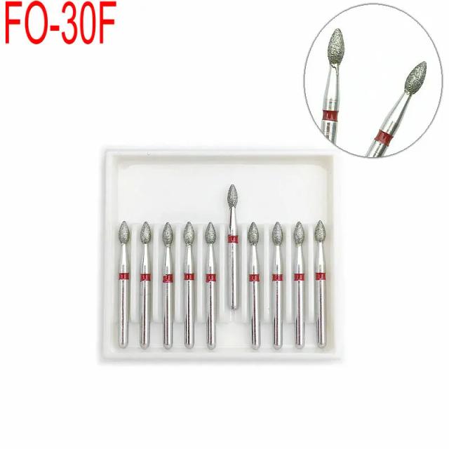 10 pcs/set Dental Diamond Burs Drills FG 1.6mm for High Speed Handpiece FO-30F Dentist Tools on Productcaster.