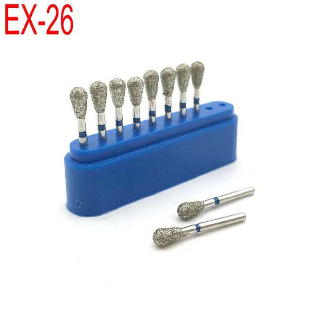 10pcs/set 1.6mm Dental High Speed Burs High Speed Handpiece Turbine Diamond Burs Diamond Polishing Dental Diamond Burs EX-26 on Productcaster.