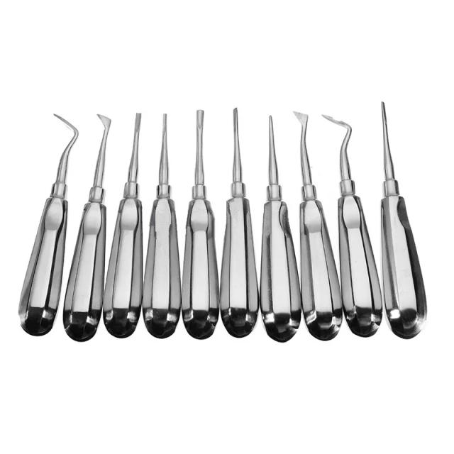 10Pcs Dental elevator Stainless Steel Tooth Elevator Dentist Tools Stright Curved Root Elevator Dental Lab Equipment on Productcaster.