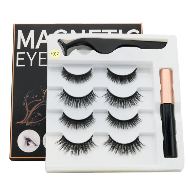 4 pairs of magnetic eyelashes natural soft magnet eyelashes natural magnetic eyeliner makeup mink eyelashes set tool on Productcaster.