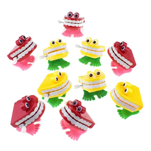 Novelty Chattering Chomping Winding Up Toy Walking Teeth Toy with Eyes, Kids Toy Party Favor Walking Mouth, Red, Yellow on Productcaster.