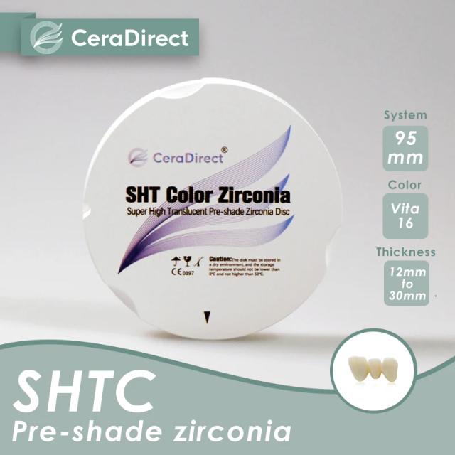 【828】Ceradirect Dental SHT-C Pre-shaded Zirconia（95mm）Thickness14,16,18mm for CAD/CAM for Zirkon Zahn System on Productcaster.