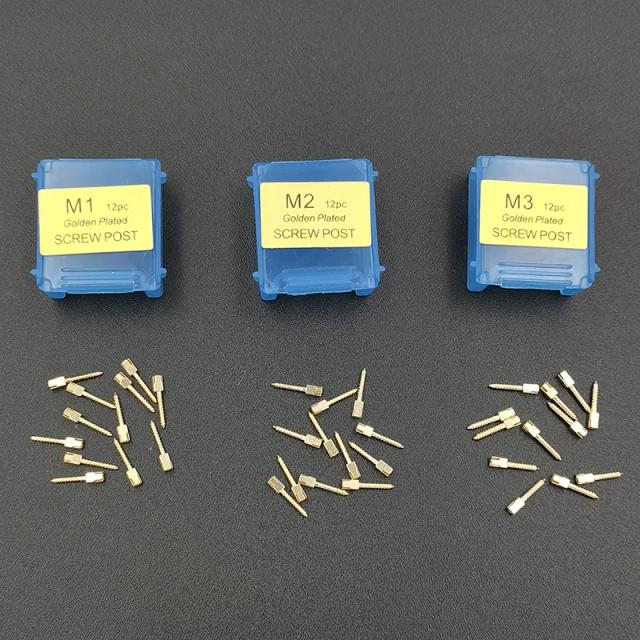 12pcs Dental Gold Plated Screw Post S1 S2 S3 L1 L2 Stainless Steel Dental Screw Posts M1 M2 M3 Single Package Dental Materials on Productcaster.