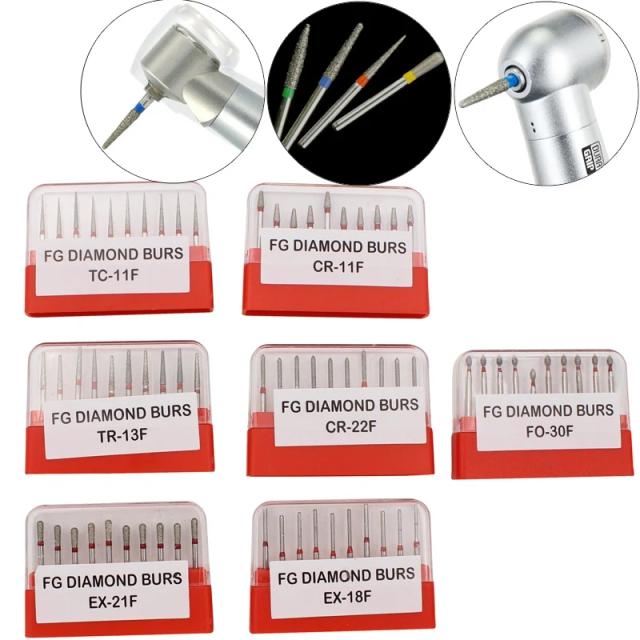 10Pcs/Pack Dental Diamond FG High Speed Burs Drills For Polishing Smoothing Teeth Polishers Dia.1.6mm Dentist Lab Materials on Productcaster.