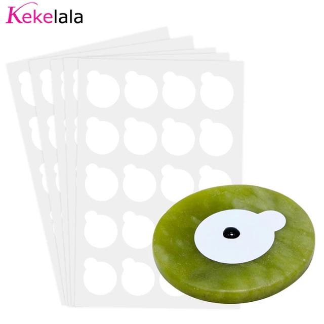 Kekelala 100pcs Eyelash Extension Glue Sticker Shim Paper Pads And Round Jade Stone Holder Set on Productcaster.