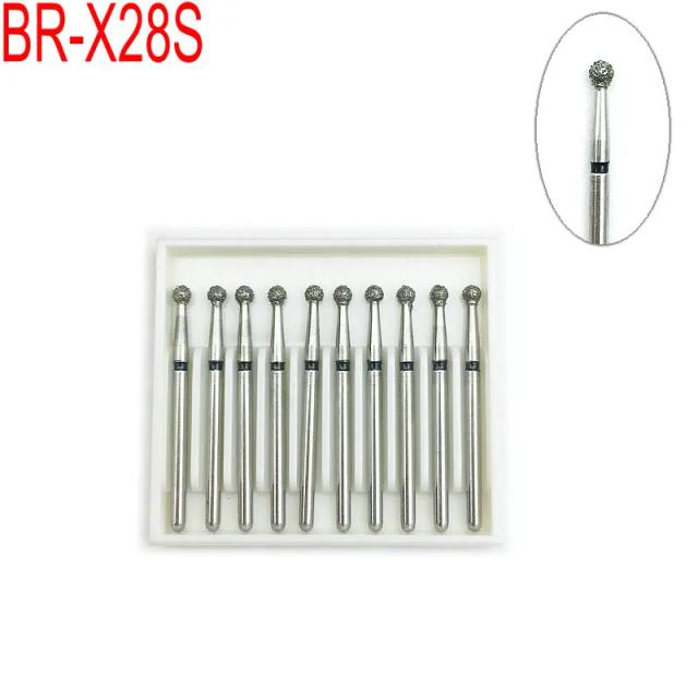 10pcs Dental Diamond FG High Speed Burs for Polishing Smoothing Ball Round Type Dental Burs BR-X28S on Productcaster.