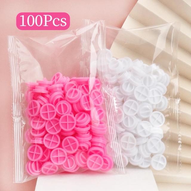 100Pcs Disposable Eyelash Glue Holder Grafting Eyelashes Cup Ring Container Tattoo Pigment Eyelash Extension Adhesive Stand Tool on Productcaster.